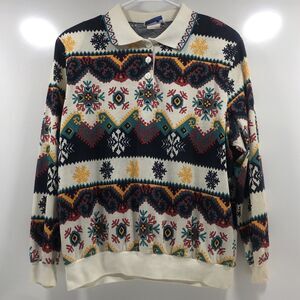 Vintage Cape‎ Cod Sportswear Sweatshirt Mens Size XL Aztec Snowflakes Flaw Read
